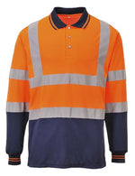 Hi vis two tone long sleeved polo shirt ris 3279 portwest s279