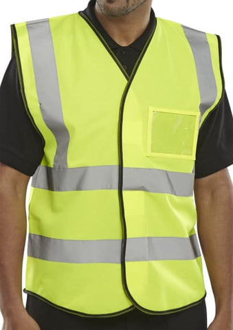 Hi vis vest with id pocket en471 class 2 yellow (pack of 10) - beeswift bd108