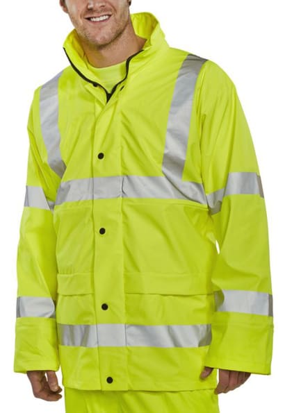 Hi vis waterproof breathable & lined hooded soft touch jacket en471 beeswift b dri-pulj