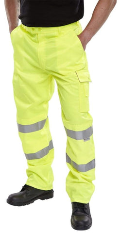 Hi vis work trousers en471 class 1 with kneepad pocket -beeswift pctensy