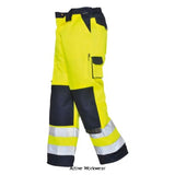 yellow Lyon Hi Vis Trousers with kneepad pockets - TX51 RIS3279  Hi Vis Trousers Active-Workwear These Hi Viz trousers look smart and feel great. The modern contrast colouring is combined with useful features such as a mobile phone and pen pocket, knee pad pockets and adjustable Hook & Loop hems.