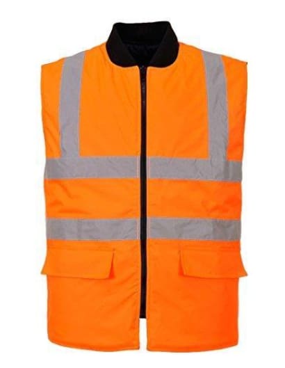 Hi viz interactive reversible hi-vis bodywarmer/gilet portwest rail ris 3279 - s469