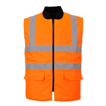 Hi viz interactive reversible hi-vis bodywarmer/gilet portwest rail ris 3279 - s469