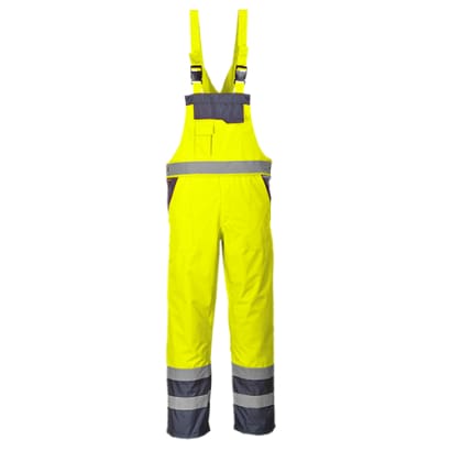 Hi viz waterproof contrast bib and brace unlined ris 3279 portwest s488