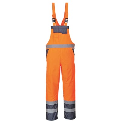 Hi viz waterproof contrast bib and brace unlined ris 3279 portwest s488