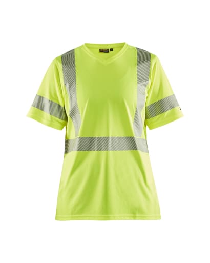 High visibility ladies v-neck tee shirt by blaklader - certified class 2 uv protection