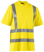 High visibility v-neck t-shirt with stretchable reflectors - class 2/3 uv protection