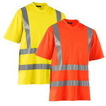 High visibility v-neck t-shirt with stretchable reflectors - class 2/3 uv protection