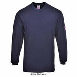 Navy Blue Portwest Inherent Flame Retardent Anti-Static Long Sleeve T-Shirt - FR11 Fire Retardant Active-Workwear High quality construction and premium materials set this Flame-Resistant Anti-Static Long Sleeve T-Shirt aside from its competitors.The shirt is ideal for environments where the risk of fire or heat is present, such as chemical plants, the oil and gas industry and the pulp and paper industries
