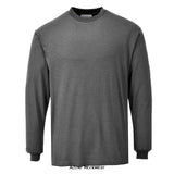 Grey Portwest Inherent Flame Retardent Anti-Static Long Sleeve T-Shirt - FR11 Fire Retardant Active-Workwear High quality construction and premium materials set this Flame-Resistant Anti-Static Long Sleeve T-Shirt aside from its competitors.The shirt is ideal for environments where the risk of fire or heat is present, such as chemical plants, the oil and gas industry and the pulp and paper industries