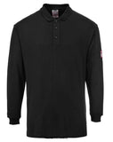Inherent Flame Retardant Antistatic FRAS Polo Shirt Portwest FR10 Fire Retardant Active-Workwear Convenient for cooler weather and ideal for workers in industries exposed to heat. The stylish design of the garment has a 3-button placket, finished with a ribbed collar and cuffs. CE-CAT III Inherent flame resistant qualities will not diminish with washing Breathable fabric to draw moisture away from the body keeping the wearer cool, dry 