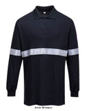 Inherent flame retardant AS Iona long sleeved Polo Shirt Hi viz stripe FRAS Portwest FR03Fire Retardant - Portwest