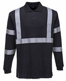 Portwest Inherent flame retardent Iona long sleeved Polo Shirt Hi viz stripe - FR03 - Fire Retardant - Portwest