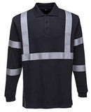 Inherent flame retardant as iona long sleeved polo shirt hi viz stripe fras portwest fr03