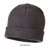grey Insulatex Lined Knit Cold Weather hat/Cap - B013 Hats Caps & Gloves Active-Workwear This high-performance cold-weather hat has a specially insulated Microfibre lining for extra warmth retention. Fine knit acrylic fabric that is windproof and extremely comfortable to wear. 
