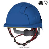 Royal Blue JSP EVOLite Skyworker Industrial Working At Height Safety Helmet Side Impact Protection Head Protection Active-Workwear The EVOLite Skyworker helmet has a suspension system and shell structure that has been designed to be used for industrial, mountaineering, rescue and leisure activities. Meeting the EN12492 standard. A helmet complying to the mountaineering standard is impact tested