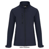 Navy Ladies Tern Softshell Work Jacket 3 layer Orn Workwear-4260 Workwear Jackets & Fleeces ORN Active-Workwear Our 3 layer softshell keeps you warm and dry.The jacket for all seasons High performance technical fabric Top specification water resistant and breathable Very smart corporate appearance Very comfortable to wear Adjustable cuff design - causes no wearer discomfort