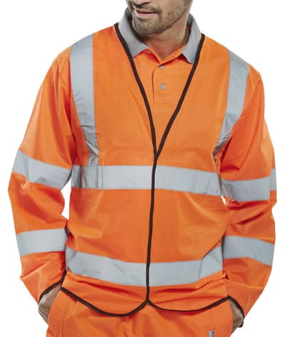 Long sleeve hi vis vest-jerkin en471 class 3 high jacket beeswift pkjeng