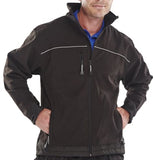 Mens softshell work jacket high stretch water resistant breathable beeswift ssj