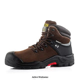 Brown NKZ102BLK Buckbootz Nubuckz S3S SC HRO FO LG WPA Safety Lace Boot Buckler Boots Active-Workwear The Nubuckz range of injection moulded safety footwear with rubber outsoles is certified to European and UKCA S3S SC HRO FO LG WPA standards and provides metal-free hazard protection styled for pride in appearance and comfort.
