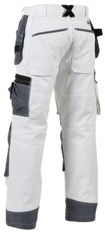 Painter’s white cotton work trousers with knee pads & nail pockets - blaklader x1500 1510