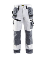 Painter’s white cotton work trousers with knee pads & nail pockets - blaklader x1500 1510