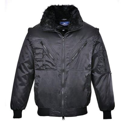 Pilot jacket fur lined water resistant 4 in 1 work jacket (zip off sleeves) bodywarmer - pj10 workwear jackets & fleeces