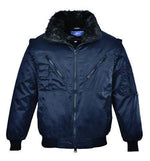 Pilot jacket fur lined water resistant 4 in 1 work jacket (zip off sleeves) bodywarmer - pj10 workwear jackets & fleeces