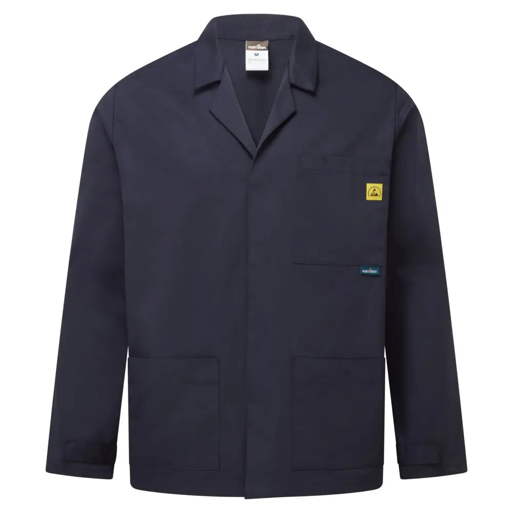 Portwest anti-static esd lab jacket with concealed stud