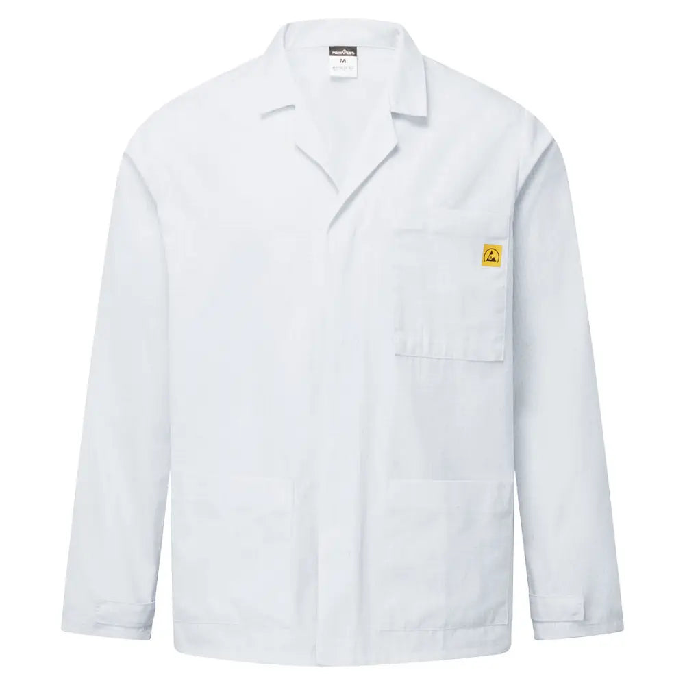 Portwest anti-static esd lab jacket with concealed stud