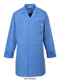 Portwest Anti Static lab/warehouse Coat - AS10 Workwear Jackets & Fleeces Active-Workwear  This inherently anti-static coat is ideal for environments where electrostatic resistance is required. Designed with safety and comfort in mind features include side vents and adjustable cuffs. 