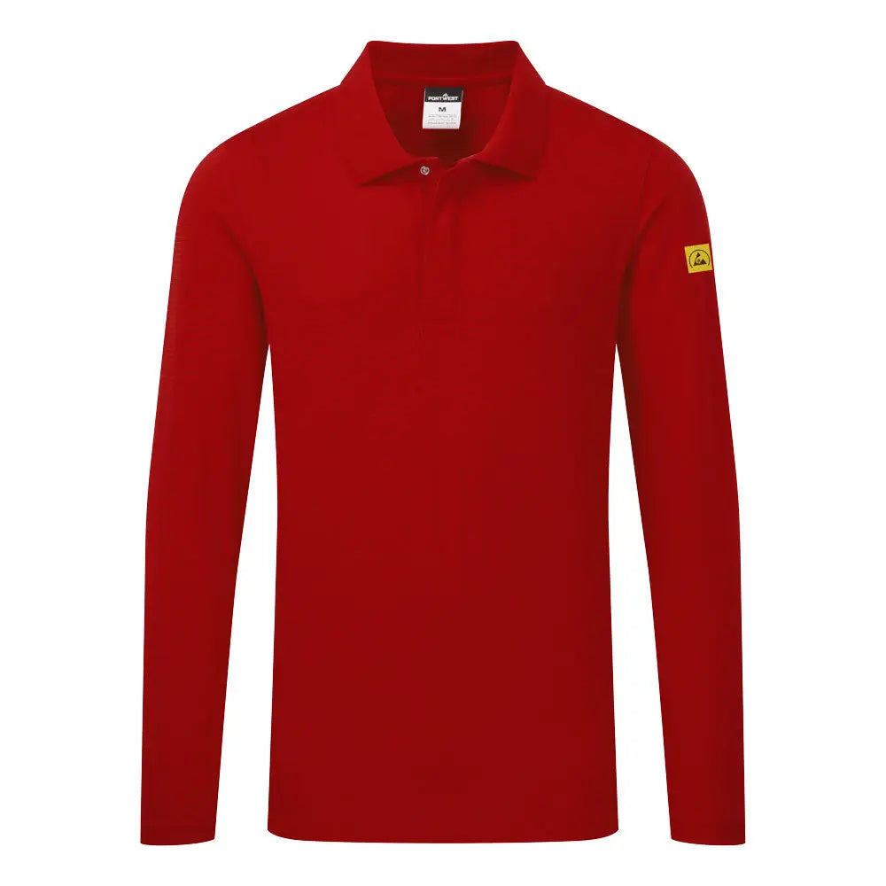 Portwest anti-static esd polo shirt l s high cotton workwear