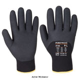Portwest Arctic Winter Builders Grip Thermal Glove-A146 Workwear Gloves Portwest Active Workwear The latest development in hand protection. Twin liner traps in heat. A 3/4 micro foam nitrile dipping offers full protection to the fingers and improved liquid protection. Open back for breathability.