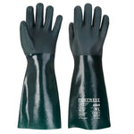 Portwest chem 450 double dipped pvc gauntlet with sandy palm