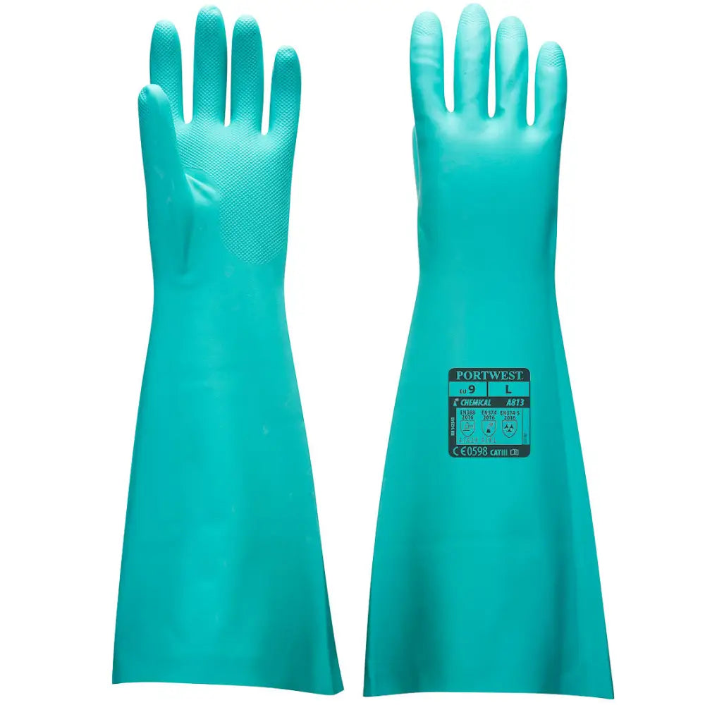 Portwest chem 480 nitrile gauntlet 55mm chemical resistant gloves