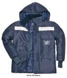 Portwest Cold-Store Freezer Work Jacket Chiller Cold fridge - CS10 Workwear Jackets & Fleeces Active-Workwear The CS10 3/4 length freezer cold store jacket offers unrivalled protection. The heavy-duty two-way zipper allows maximum wearer flexibility and the extra long knitted cuffs with thumb holes provide extra warmth. The jacket includes reflective tape around the chest and back for extra visibility. 