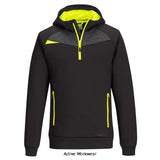 Black DX4 Quarter Zip Hoodie-DX467 Portwest Hoodies and sweatshirts Active-Workwear The DX4 hoodie is made from polyester with elastane giving it 4 way stretch that is perfect for working. The perfect weight fabric for keeping you warm in winter and still look a fresh as you want, paired with the DX4 work trousers its a uniform for the trade.
