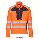 Orange Portwest DX4 Stretch Hi-Vis Full Zip Lightweight Thermal Mid Layer Top -DX481 Underwear & Thermals Active Workwear The DX4 Hi-Vis Base Layer is lightweight and breathable which assists with perfect body temperature control. The high stretch, highly durable nylon fabric complements the body-mapped design. Offering raglan sleeves and HiVis Tex Pro segmented tape for fluid movement and extra comfort.