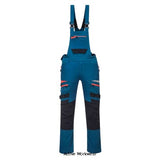 Blue Portwest DX4 Work Bib and Brace slim fit Stretch with kneepad pockets - DX441 Boilersuits & Onepieces Active-WorkwearThe Portwest DX4 slim fit work bib and brace is expertly designed for exceptional comfort, flexibility and protection. Made using dynamic 4X stretch fabrics which assures greater ease of movement. Produced with multiple innovative features including contrast paneling, reflective trims, multi-purpose pockets, extendable hems, pre-bent top loading adjustable knee pad 