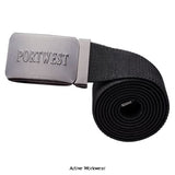 Portwest Elasticated Work Belt Trouser Belt Elasticated Webbing -C105 Accessories Belts Kneepads etc Active Workwear Fully adjustable and practical belt is constructed with every day use and wear and tear in mind. It boasts a strong but easy release buckle, making it an all round popular style.