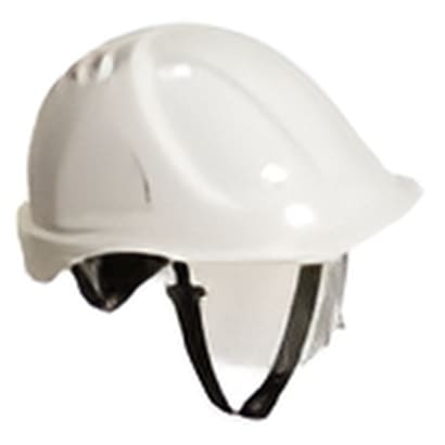 Portwest endurance plus ratchet safety helmet with visor and chin strap -pw54 head protection active-workwear