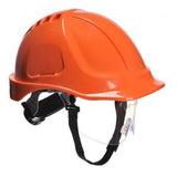Portwest endurance plus ratchet safety helmet with visor and chin strap -pw54 head protection active-workwear