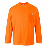 Portwest enhanced day-vis pocket long sleeve tee shirt - s579