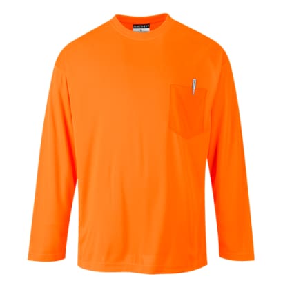 Portwest enhanced day-vis pocket long sleeve tee shirt - s579