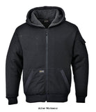 Black Portwest Fur Lined Hoody jacket full zip Hoodie Pewter Jacket - KS32 Jackets & Fleeces Active-Workwear Ideal for cool outdoor conditions this jacket offers great function and style. The inner Sherpa pile lining traps warmth around the torso area while lightly padded sleeves reduce bulk and allow great reach and movement. Features include an inner zip pocket, dedicated phone and pen pocket and print access.