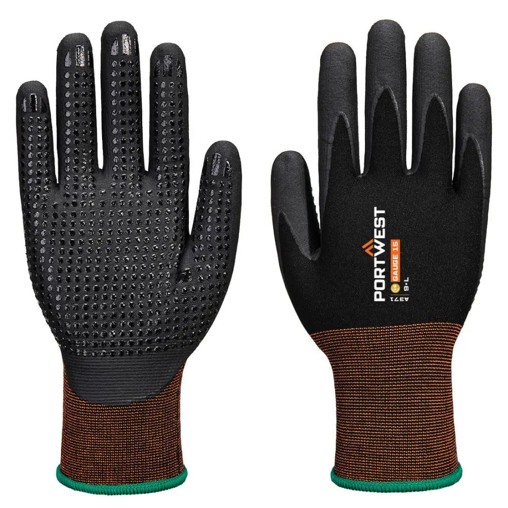 Portwest gp grip 15 nitrile micro foam dotted glove - a371
