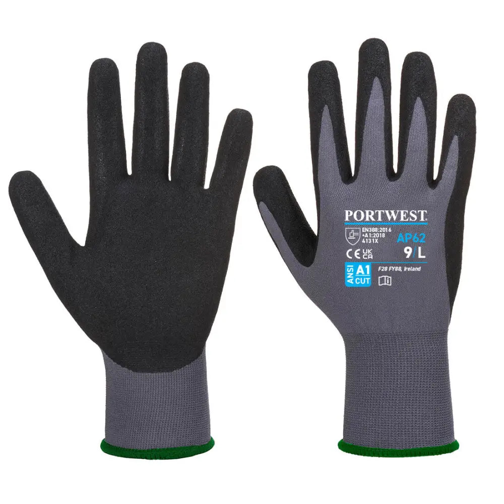 Portwest grip 15 nitrile sandy aqua glove for workwear