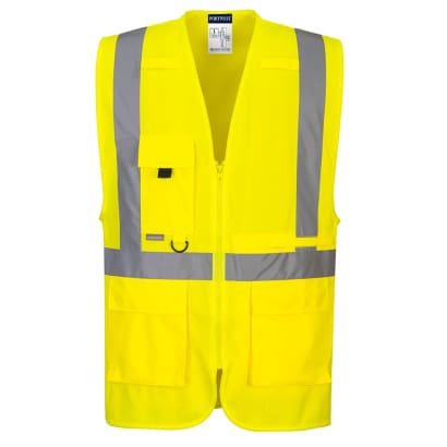 Portwest hi vis executive zipped vest with tablet pocket-c357