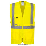 Yellow Portwest Hi-Vis Executive Vest With Tablet Pocket-C357 Hi Vis Jackets PortWest Active Workwear This version of our classic Executive Vest, brings the same features, including multiple pockets for ample storage, with the addition of a zipped tablet pocket, which can fit tablets up to the size of 10.5" without a case.