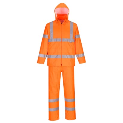 Portwest hi vis packaway rainsuit- gort rail waterproof h448